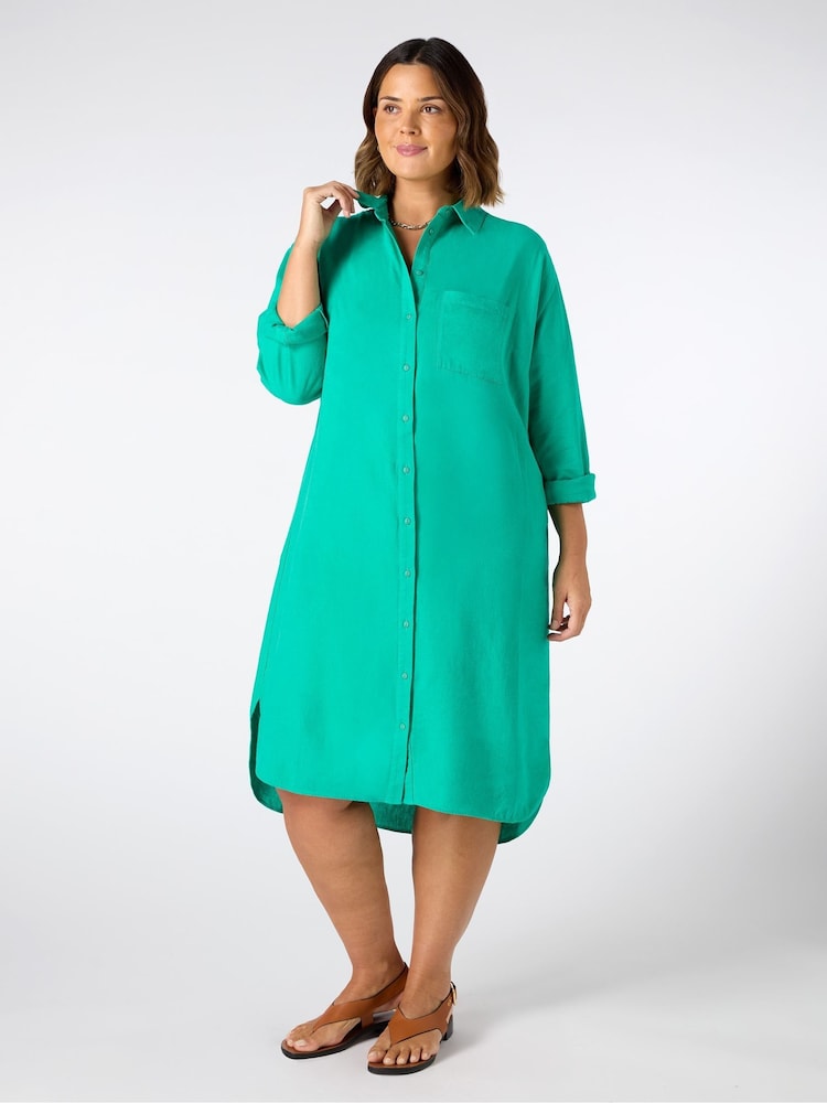 Live Unlimited Green Linen Shirt Dress - Image 1 of 4
