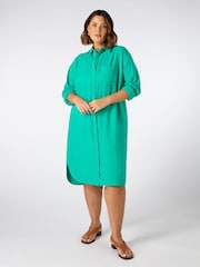 Live Unlimited Green Linen Shirt Dress - Image 2 of 4