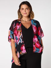 Live Unlimited Black Graphic Floral Print Kimono - Image 3 of 5