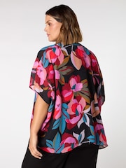 Live Unlimited Black Graphic Floral Print Kimono - Image 4 of 5