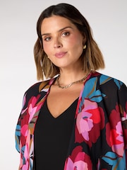 Live Unlimited Black Graphic Floral Print Kimono - Image 5 of 5