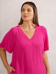 Live Unlimited Pink V-Neck Dress - Image 4 of 5