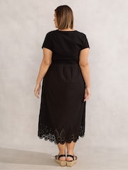 Live Unlimited Black Curve Jersey Woven Mix 100% Cotton T-Shirt Dress - Image 3 of 4