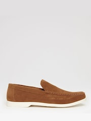 Threadbare Brown Faux Suede Slip On Loafers - Image 1 of 4