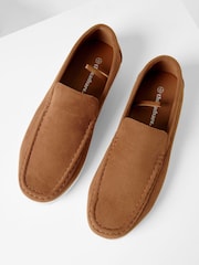 Threadbare Brown Faux Suede Slip On Loafers - Image 2 of 4