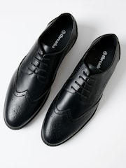 Threadbare Black Faux Leather Brogues - Image 2 of 4