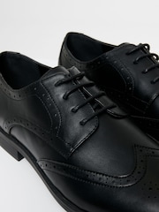Threadbare Black Faux Leather Brogues - Image 3 of 4