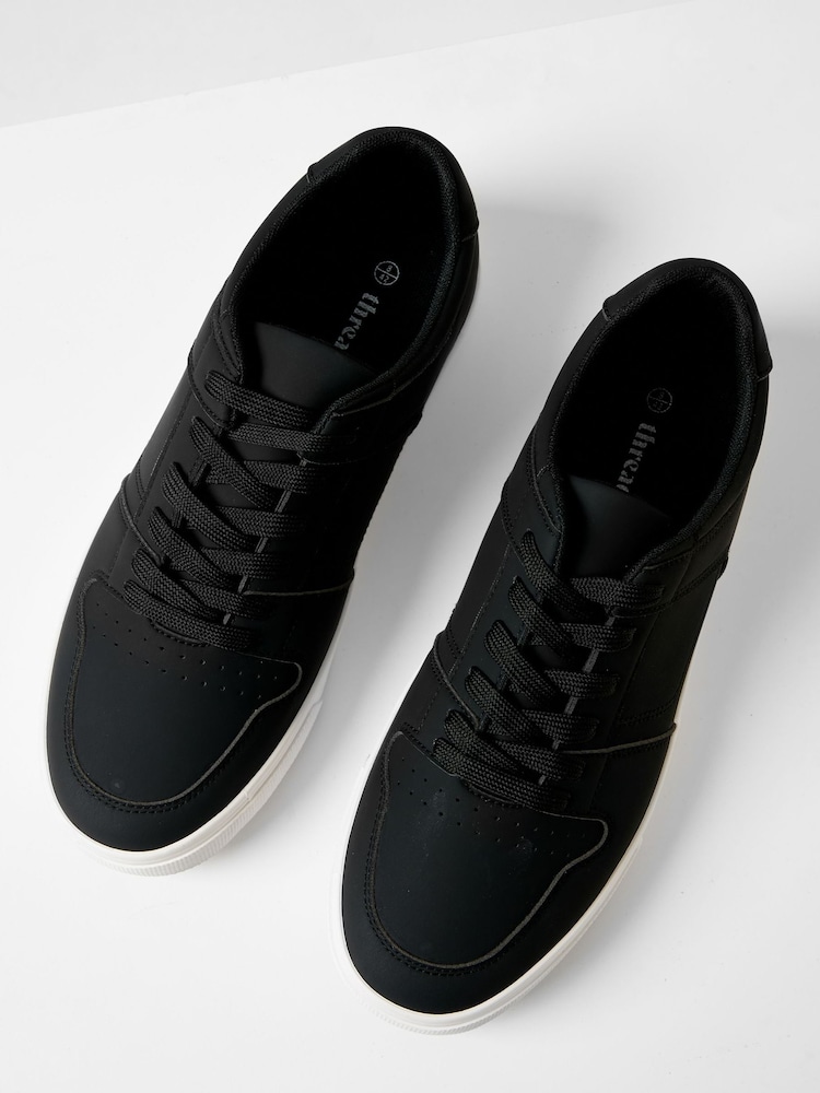 Threadbare Black Court Trainers - Image 2 of 4