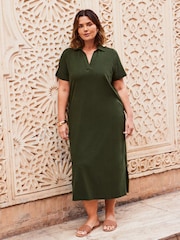 Live Unlimited Green Polo Neck 100% Cotton Dress - Image 1 of 6