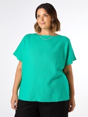 Live Unlimited Green Linen Seamed Detail Top - Image 1 of 3