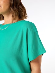Live Unlimited Green Linen Seamed Detail Top - Image 2 of 3