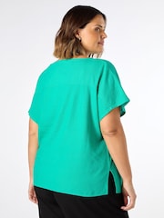Live Unlimited Green Linen Seamed Detail Top - Image 3 of 3