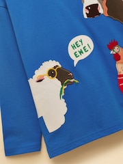 Joules Boys' Blue Long Sleeve Applique Graphic T-Shirt - Image 3 of 5