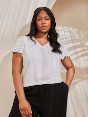 Live Unlimited White Curve Angel Sleeve Neck Top - Image 1 of 1