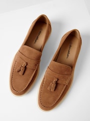 Threadbare Brown Faux Suede Tassel Loafers - Image 3 of 4