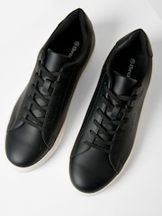Threadbare Black PU Court Trainers - Image 2 of 4