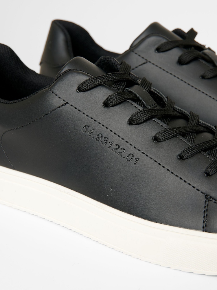 Threadbare Black PU Court Trainers - Image 4 of 4