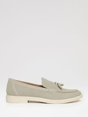 Threadbare Grey Faux Suede Tassel Loafers - Image 1 of 4