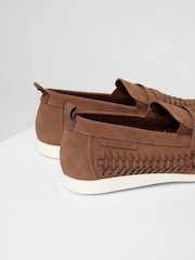 Threadbare Brown Faux Suede Woven Loafers - Image 4 of 4