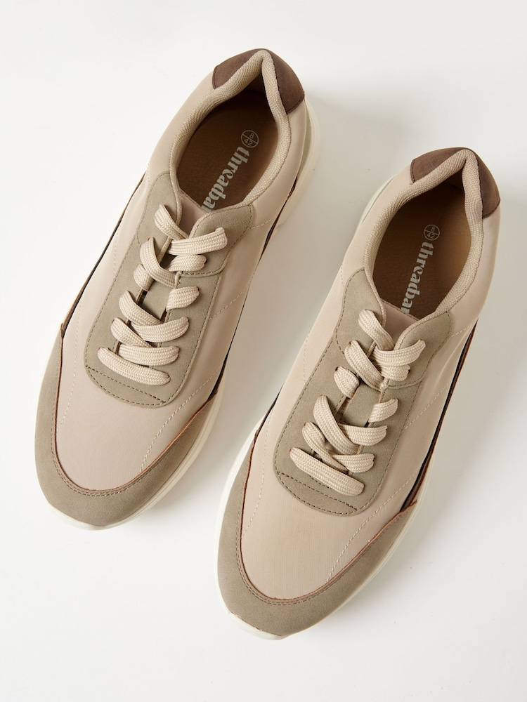 Threadbare Brown Retro Panelled Court Trainers - Image 2 of 4 Threadbare Brown Retro Panelled Court Trainers - Image 2 of 4