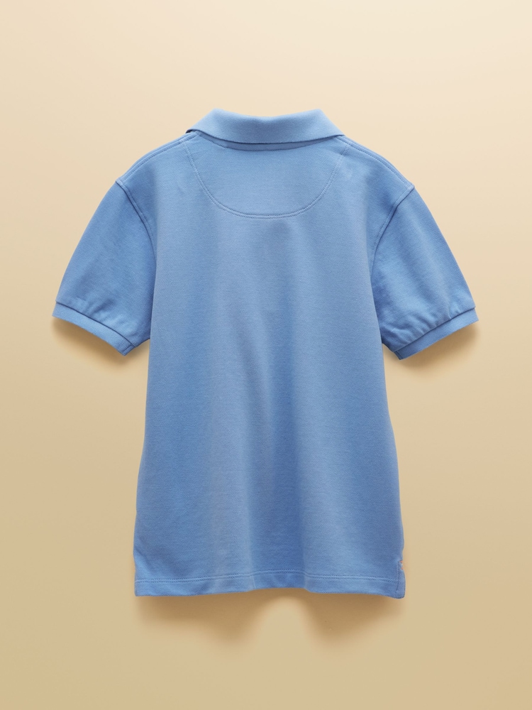 Joules Boys' Woody Blue Short Sleeve Cotton Polo Shirt - Image 2 of 5