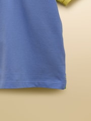 Joules Boys' Woody Blue Colourblock Short Sleeve Cotton Polo Shirt - Image 5 of 6