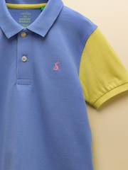 Joules Boys' Woody Blue Colourblock Short Sleeve Cotton Polo Shirt - Image 6 of 6