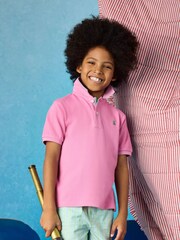 Joules Boys' Woody Pink Short Sleeve Cotton Polo Shirt - Image 1 of 6