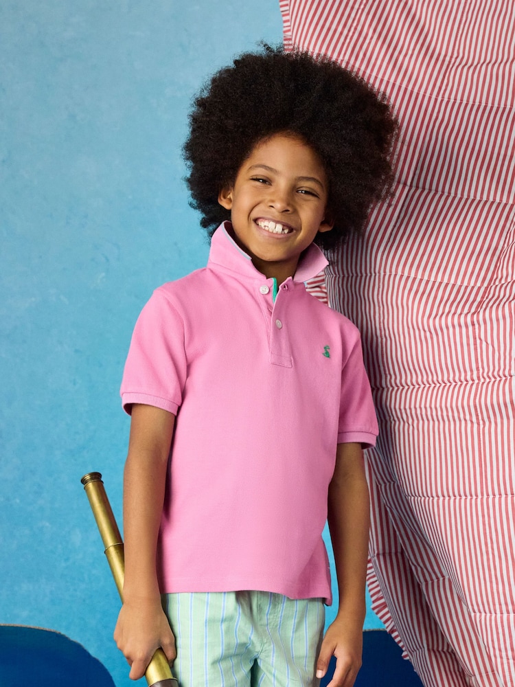 Joules Boys' Woody Pink Short Sleeve Cotton Polo Shirt - Image 1 of 6