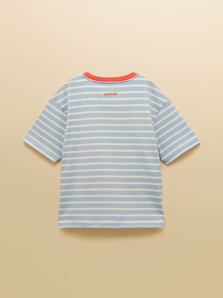 Joules Boys' Archie Blue/White Applique Graphic T-Shirt - Image 2 of 5