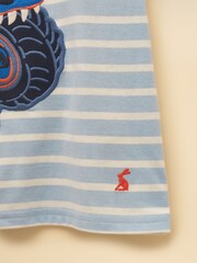 Joules Boys' Archie Blue/White Applique Graphic T-Shirt - Image 4 of 5