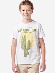 Wrangler White Boys Western Cactus 100% Cotton T-Shirt - Image 1 of 7