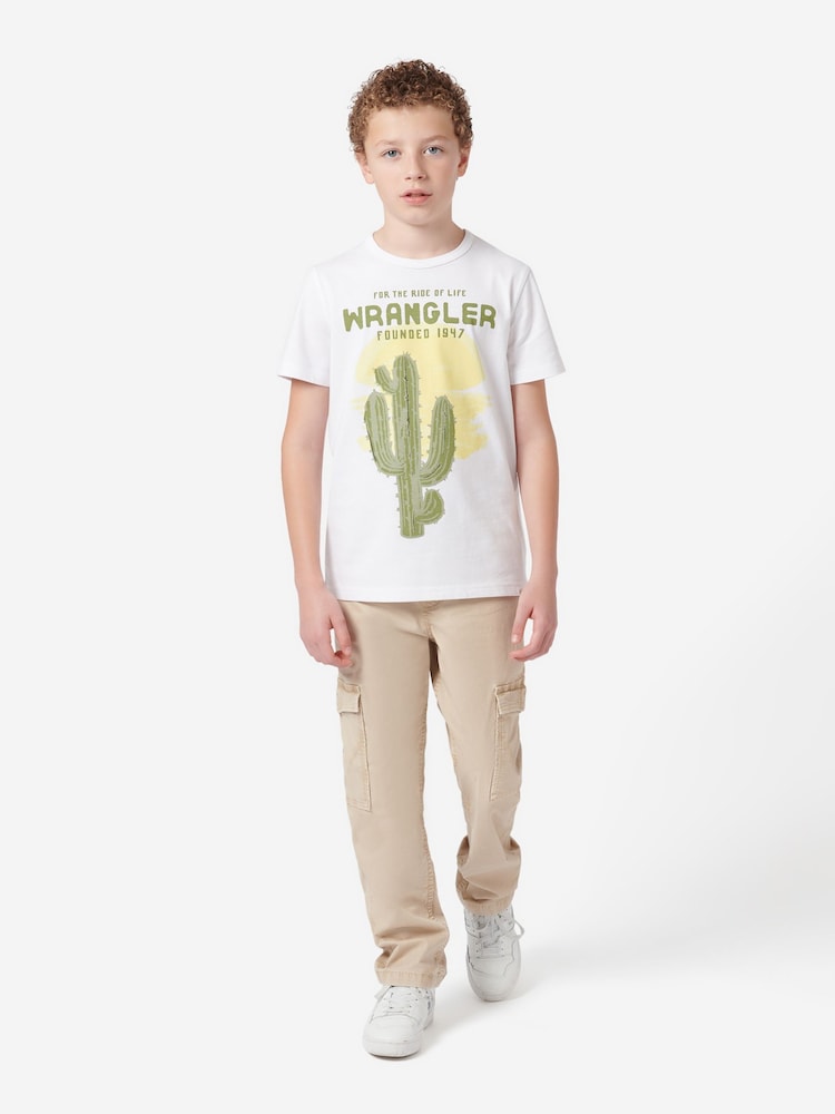 Wrangler White Boys Western Cactus 100% Cotton T-Shirt - Image 7 of 7
