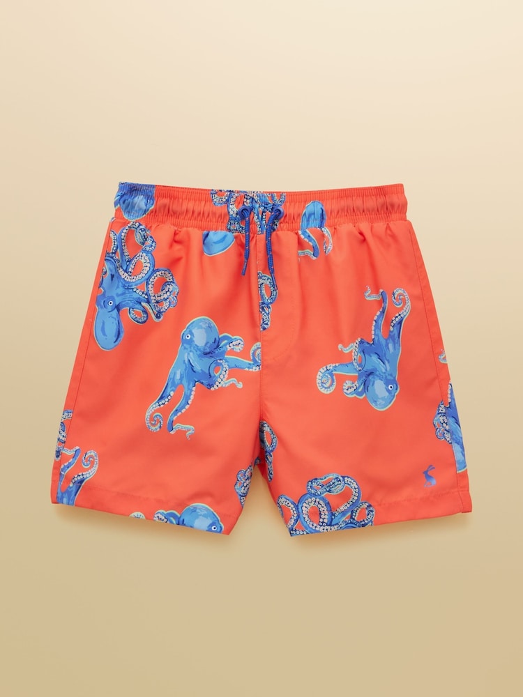 Joules Boys' Orange Octopus Printed Swim Shorts - Image 1 of 4 Joules Boys' Orange Octopus Printed Swim Shorts - Image 1 of 4