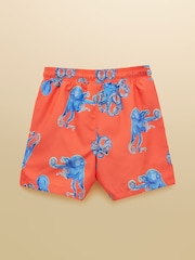 Joules Boys' Orange Octopus Printed Swim Shorts - Image 2 of 4