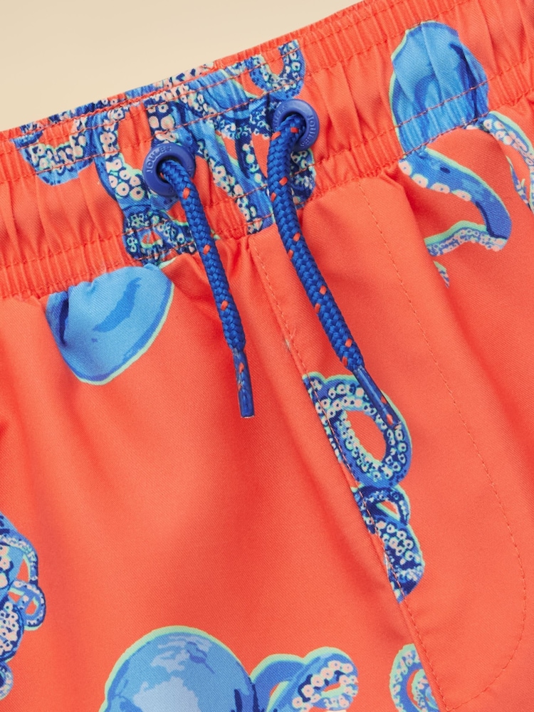 Joules Boys' Orange Octopus Printed Swim Shorts - Image 4 of 4 Joules Boys' Orange Octopus Printed Swim Shorts - Image 4 of 4