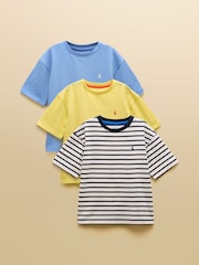 Joules Boys' Let's Go Blue & Yellow Short Sleeve T-Shirts 3 Pack - Image 1 of 13
