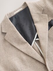Neutral Tailored Fit Linen Blend Texture Suit Jacket - Image 2 of 4