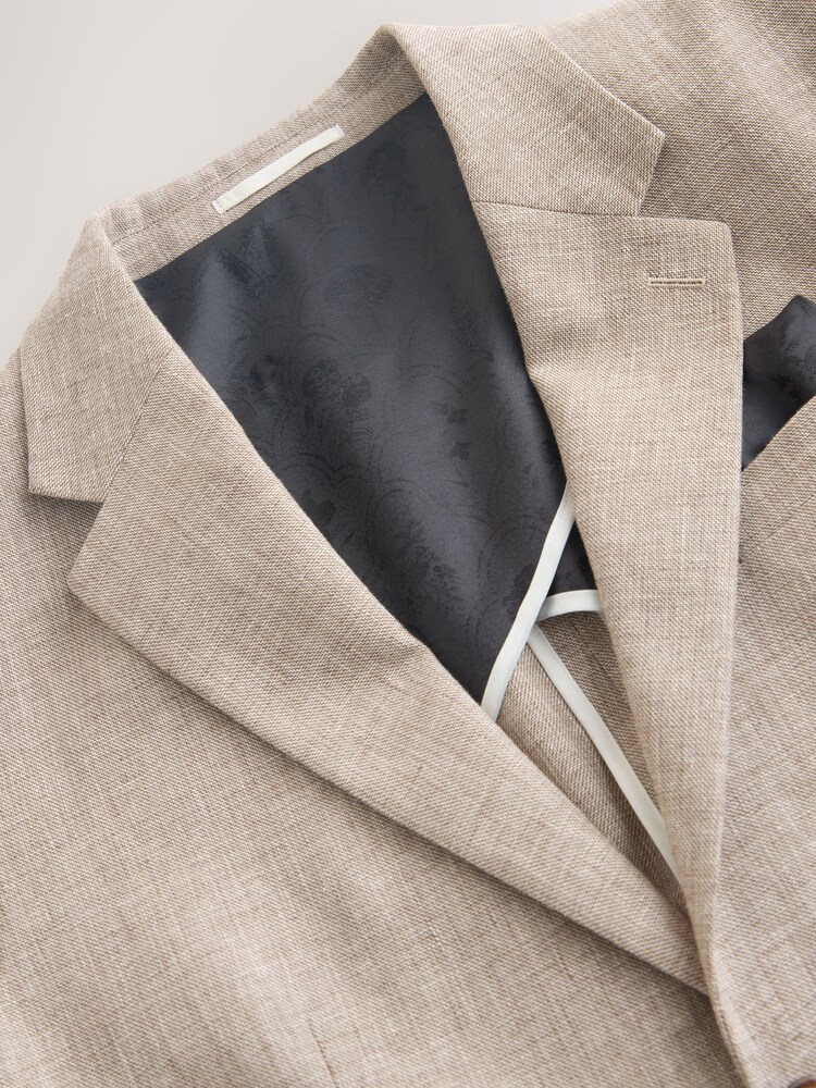 Neutral Tailored Fit Linen Blend Texture Suit Jacket - Image 2 of 4 Neutral Tailored Fit Linen Blend Texture Suit Jacket - Image 2 of 4