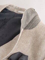 Neutral Tailored Fit Linen Blend Texture Suit Jacket - Image 3 of 4