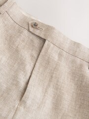 Neutral Tailored Fit Linen Blend Texture Suit Trousers - Image 4 of 5