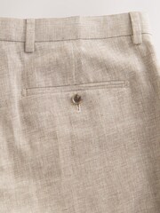 Neutral Tailored Fit Linen Blend Texture Suit Trousers - Image 5 of 5