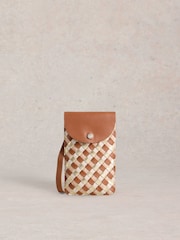 White Stuff Brown Coco Weave Phone Bag - Image 1 of 4