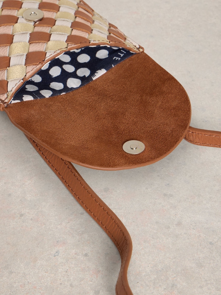 White Stuff Brown Coco Weave Phone Bag - Image 4 of 4
