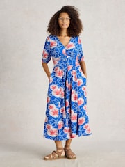 White Stuff Blue Hazel Bias Cut Dress - Image 1 of 6