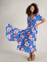 White Stuff Blue Hazel Bias Cut Dress - Image 2 of 6