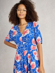 White Stuff Blue Hazel Bias Cut Dress - Image 4 of 6