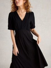 White Stuff Black Megan Broderie Jersey Dress - Image 2 of 6