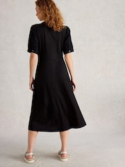 White Stuff Black Megan Broderie Jersey Dress - Image 3 of 6