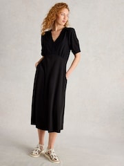 White Stuff Black Megan Broderie Jersey Dress - Image 4 of 6